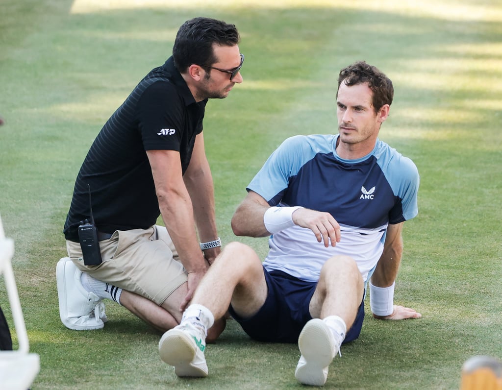 Andy Murray receives treatment after suffering the injury during the Stuttgart Open final this month. Photo: Xinhua Andy Murray receives treatment after suffering the injury during the Stuttgart Open final this month. Photo: Xinhua