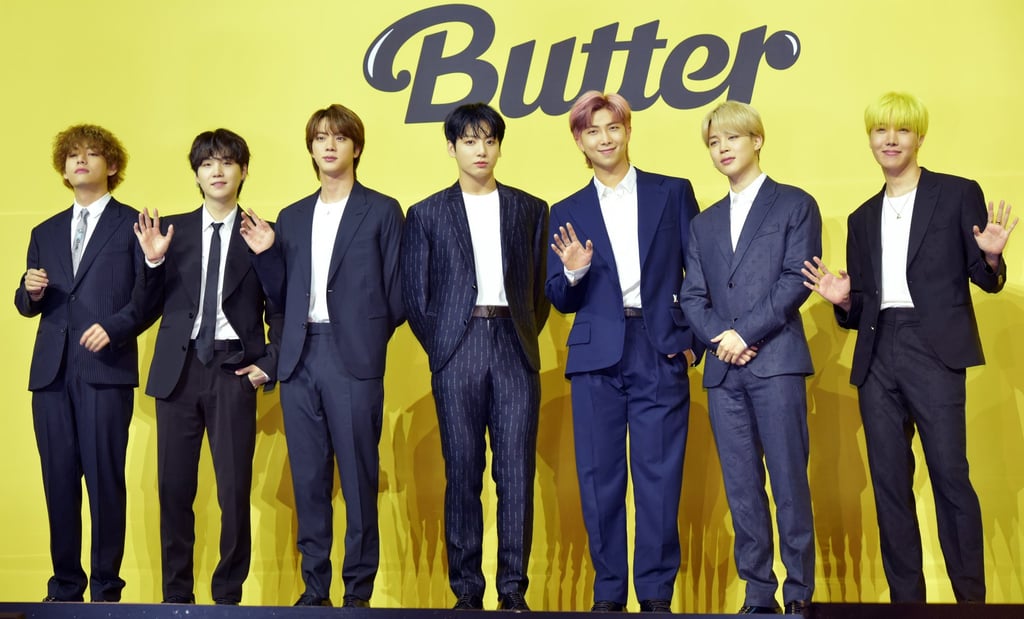BTS at a press conference for their new single Butter at Olympic Hall in Seoul, South Korea, on May 21, 2021. Photo: Imazins via Getty Images
