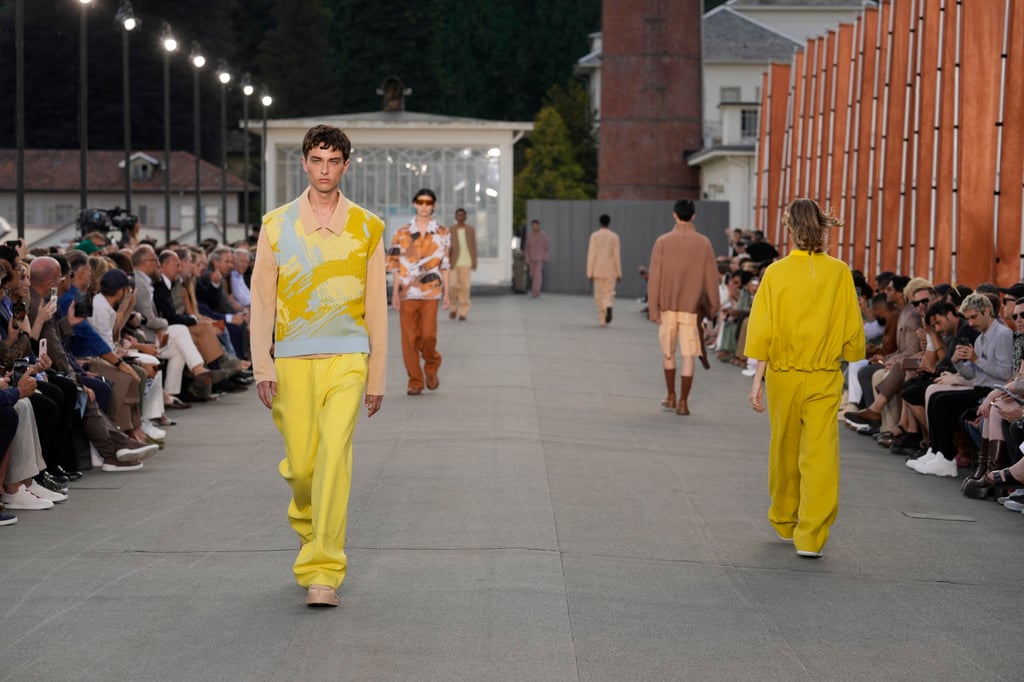 Yellows, oranges and earth tones at Zegna men’s spring/summer 2023 collection presented in Trivero, near Biella in northern Italy, on June 20. Photo: AP Photo