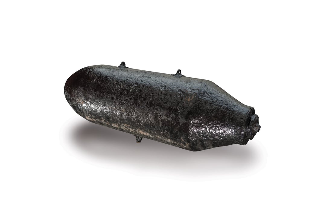 A World War II-era bomb on display at the Hong Kong Maritime Museum. Photo: Hong Kong Maritime Museum A World War II-era bomb on display at the Hong Kong Maritime Museum. Photo: Hong Kong Maritime Museum