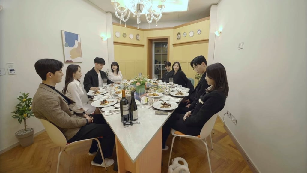 Stilted conversations and uncomfortable moments in a scene from Netflix’s Change Days season 2. Photo: Netflix Stilted conversations and uncomfortable moments in a scene from Netflix’s Change Days season 2. Photo: Netflix