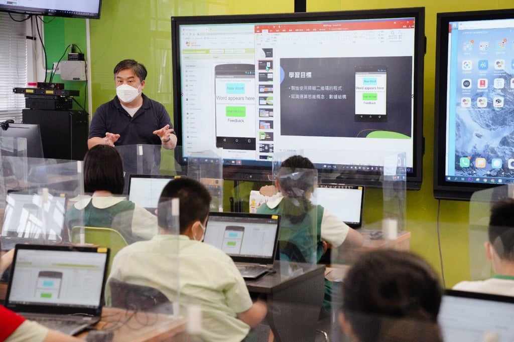 Mung Wai-lun, a CoolThink@JC Fellow and a teacher at Fung Kai No 1 Primary School, says the four learning and practising steps of CoolThink@JC helps it stand out from other educational initiatives. Photo: HKJC