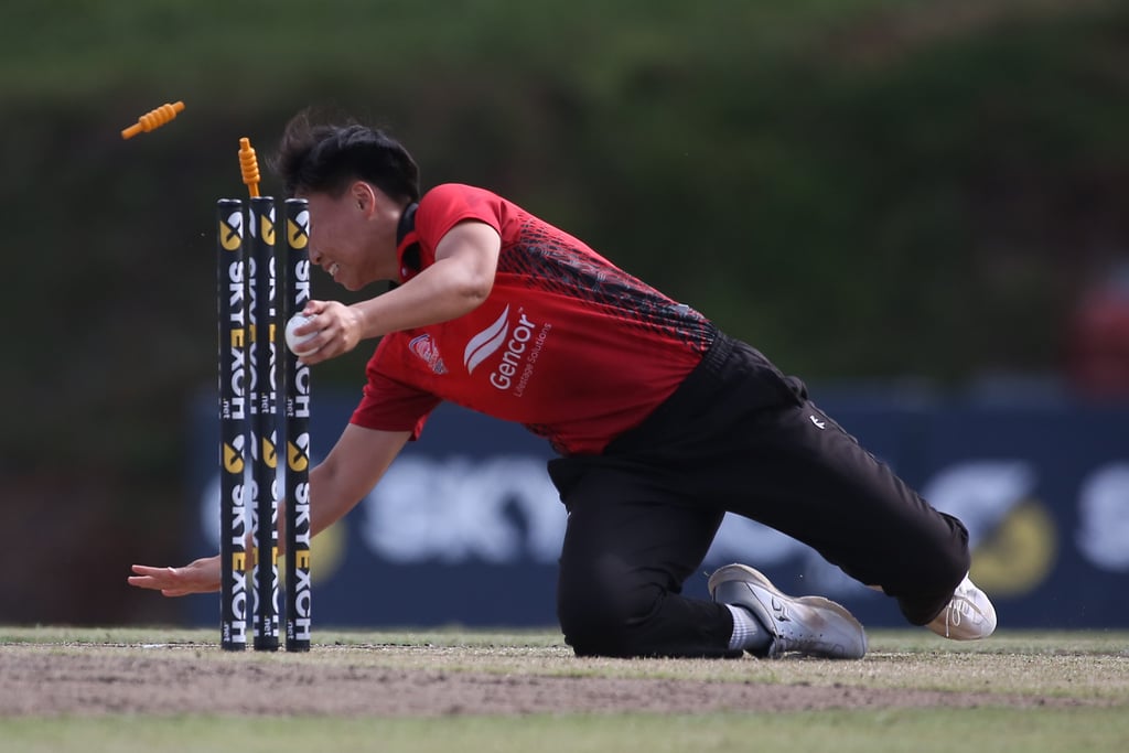 Hong Kong captain Kary Chan impressed with the ball. Photo: ACC