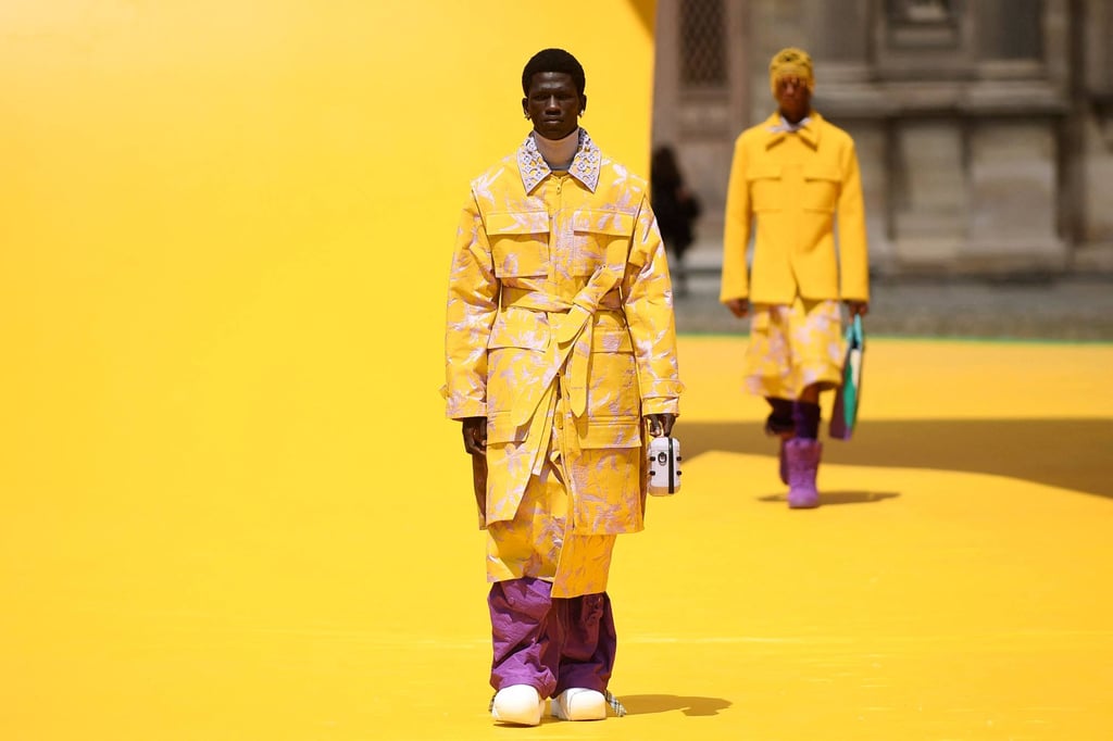 Yellow on yellow at Louis Vuitton’s menswear spring/summer 2023 show, as part of Paris Fashion Week, in Paris, on June 23. Photo: AFP Yellow on yellow at Louis Vuitton’s menswear spring/summer 2023 show, as part of Paris Fashion Week, in Paris, on June 23. Photo: AFP