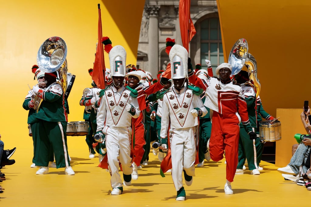 The FAMU’s Incomparable Marching “100” band perform during the spring/summer 2023 collection show by Louis Vuitton fashion house during Men’s Fashion Week in Paris, France, on June 23. Photo: Reuters The FAMU’s Incomparable Marching “100” band perform during the spring/summer 2023 collection show by Louis Vuitton fashion house during Men’s Fashion Week in Paris, France, on June 23. Photo: Reuters