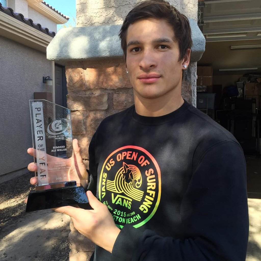 Biaggio Ali Walsh won Gatorade’s Player of the Year for the Vans US Open of Surfing in 2015. Photo: @rashedaali1/Instagram Biaggio Ali Walsh won Gatorade’s Player of the Year for the Vans US Open of Surfing in 2015. Photo: @rashedaali1/Instagram