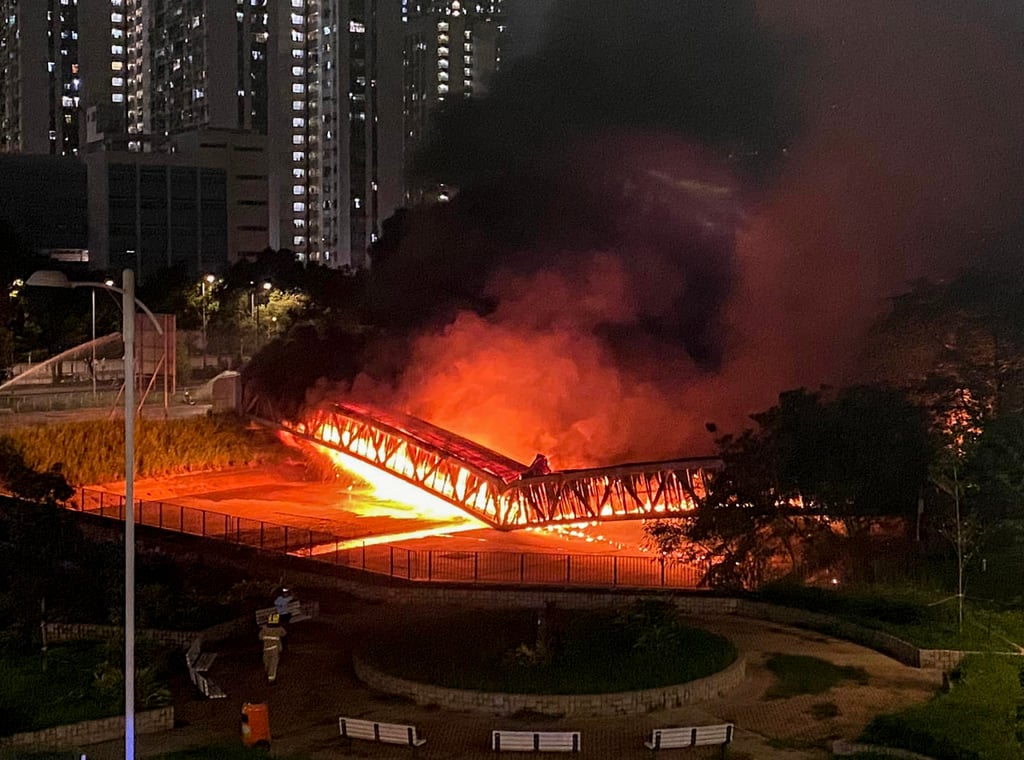 The fire that triggered a massive power outage in Hong Kong. Photo: Facebook