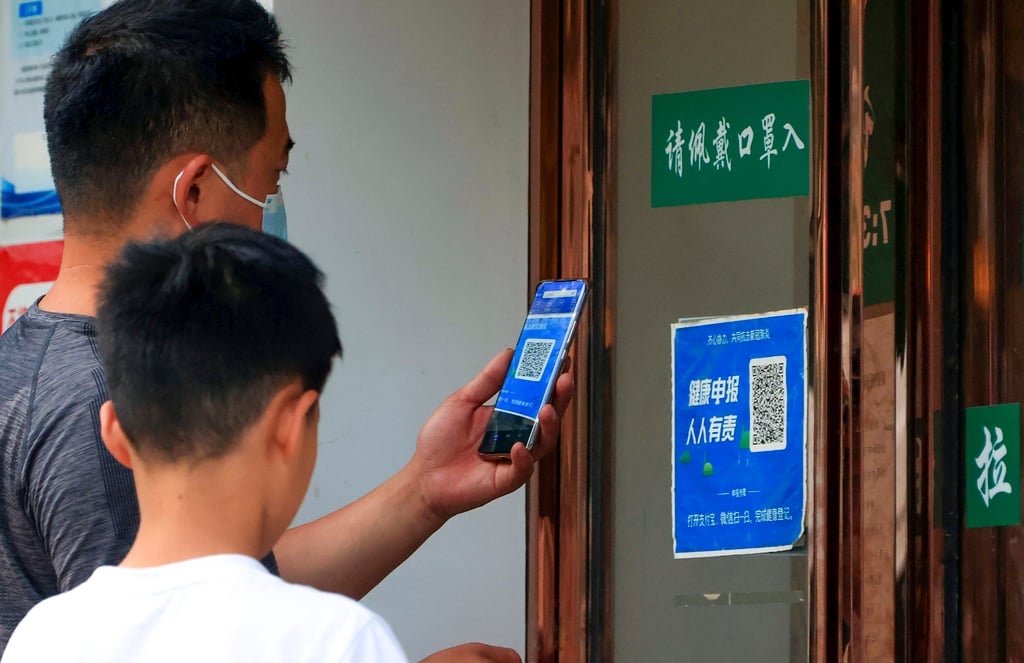 The Covid-19 health app has become part of life across mainland China. Photo: Chinatopix via AP