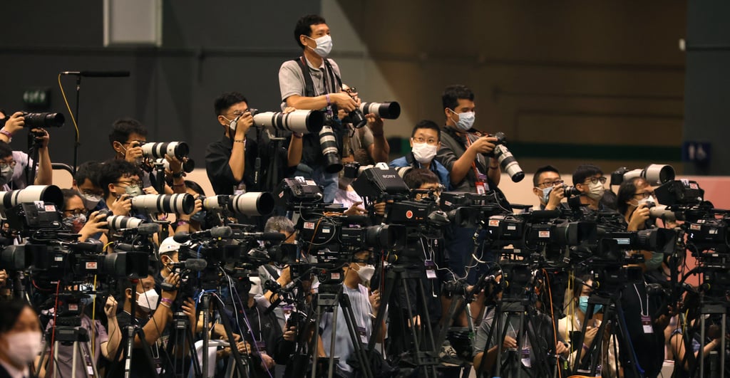 Media covers the election of John Lee at the Hong Kong Convention and Exhibition Centre in May. Photo: Nora Tam Media covers the election of John Lee at the Hong Kong Convention and Exhibition Centre in May. Photo: Nora Tam