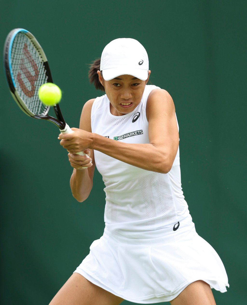 Zhang Shuai hits a return during the women’s singles first round match against Doi Misaki of Japan. Photo: Xinhua Zhang Shuai hits a return during the women’s singles first round match against Doi Misaki of Japan. Photo: Xinhua