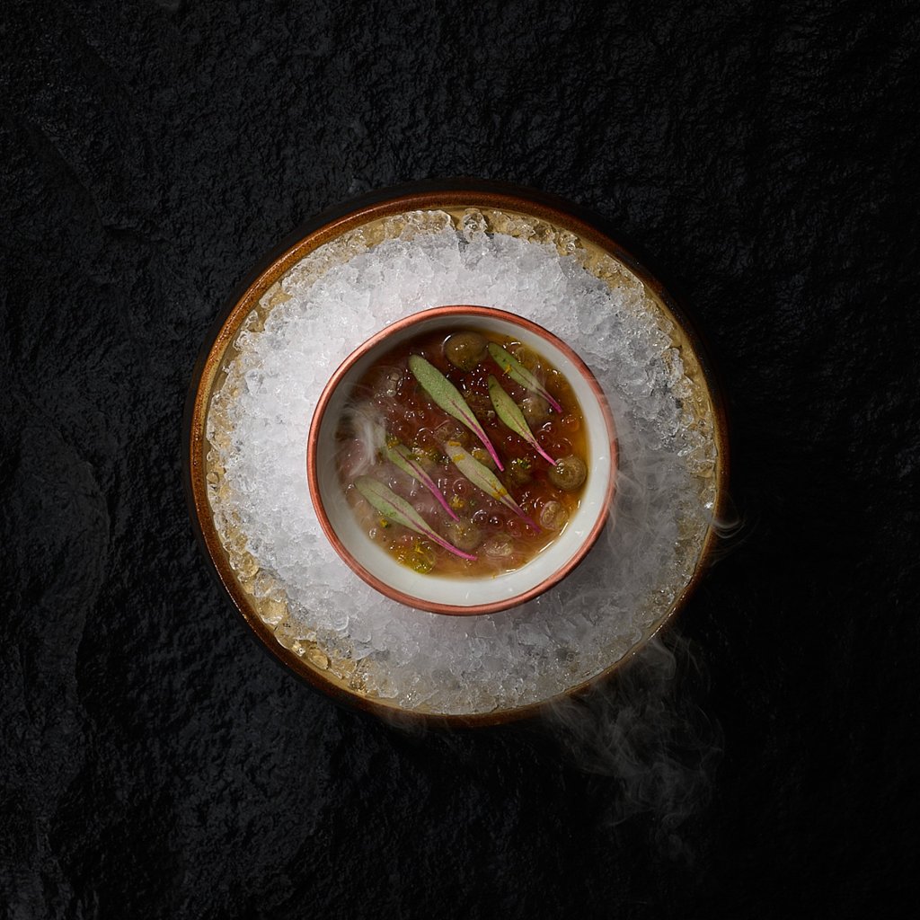 Edward Voon’s century egg with Sichuan relish at Auor. Photo: Handout