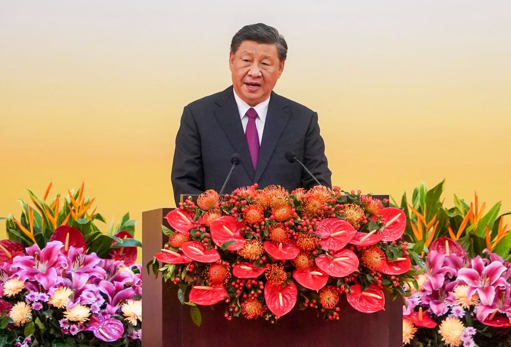 Chinese President Xi Jinping delivers remarks for the 25th anniversary of the handover on Friday. Photo: Felix Wong