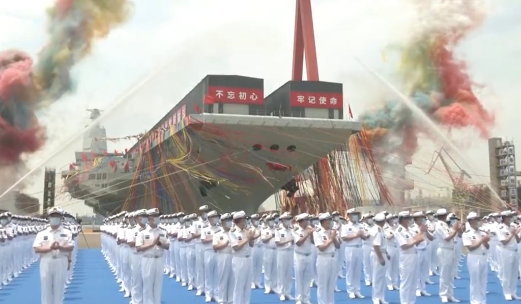 The Chinese navy launched aircraft carrier, Fujian, as part of the country’s drive to modernise its military and reduce its dependence on foreign military suppliers. Photo: CCTV