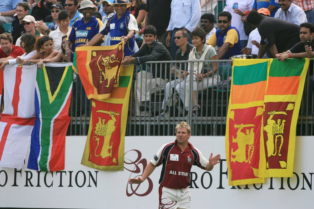 Shane Warne in action at the Hong Kong Cricket Sixes at Kowloon Cricket Club. Photo: Robert Ng