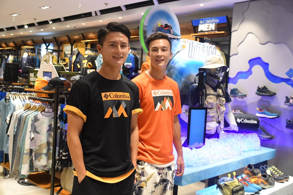 Hong Kong internationals Matthew Orr (right) and Wong Wai at a Columbia Sportswear promotional event in Times Square. Photo: Chan Kin-wa