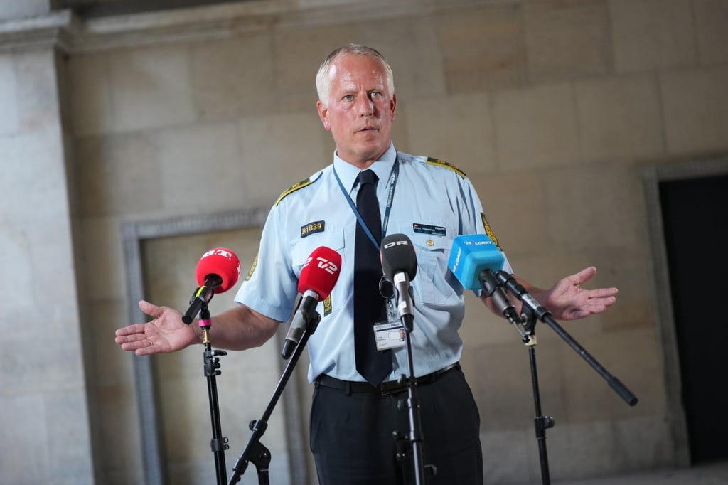 Copenhagen Police Chief Inspector Soren Thomassen holds a press conference at the police station in Copenhagen, Denmark on Sunday. Photo: EPA-EFE Copenhagen Police Chief Inspector Soren Thomassen holds a press conference at the police station in Copenhagen, Denmark on Sunday. Photo: EPA-EFE