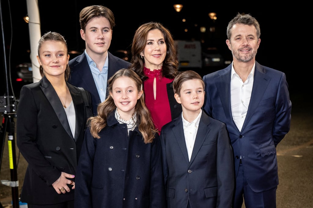 Denmark’s Crown Prince Frederik, Crown Princess Mary, Princess Isabella, Prince Christian, Princess Josephine and Prince Vincent arrive at TV2’s birthday show “Mary 50 years – We celebrate Denmark’s Crown Princess” in Kastrup, Denmark, on February 6. Photo: Reuters