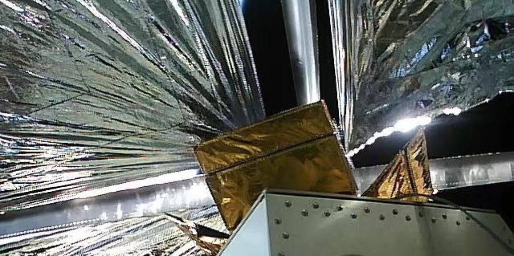 The device was designed to increase atmospheric drag and accelerate the orbital decay of the rocket’s final stage. Photo: Weibo The device was designed to increase atmospheric drag and accelerate the orbital decay of the rocket’s final stage. Photo: Weibo