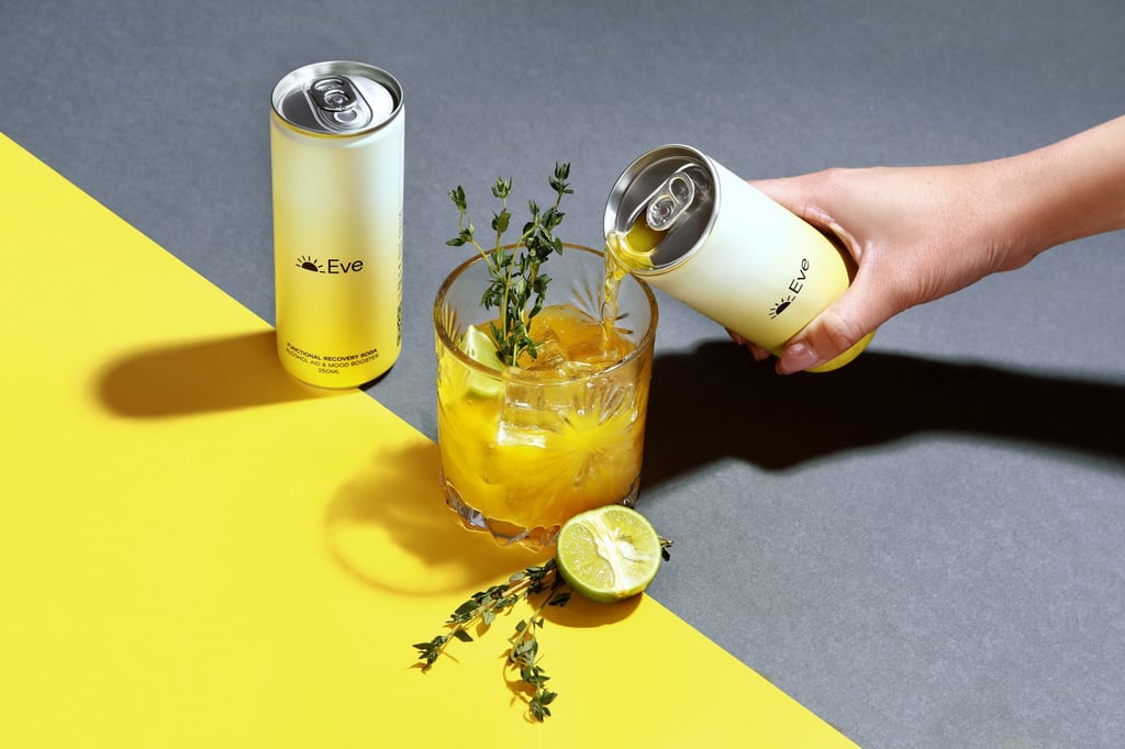 Eve recovery soda contains vitamins and minerals and is free from sugar, alcohol and caffeine. Photo: Eve