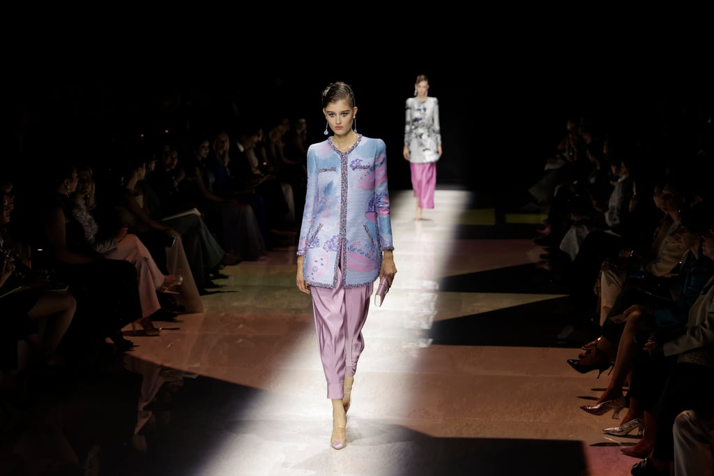 Giorgio Armani evoked the 1930s through graphicism in silhouettes. Photo: AP Giorgio Armani evoked the 1930s through graphicism in silhouettes. Photo: AP