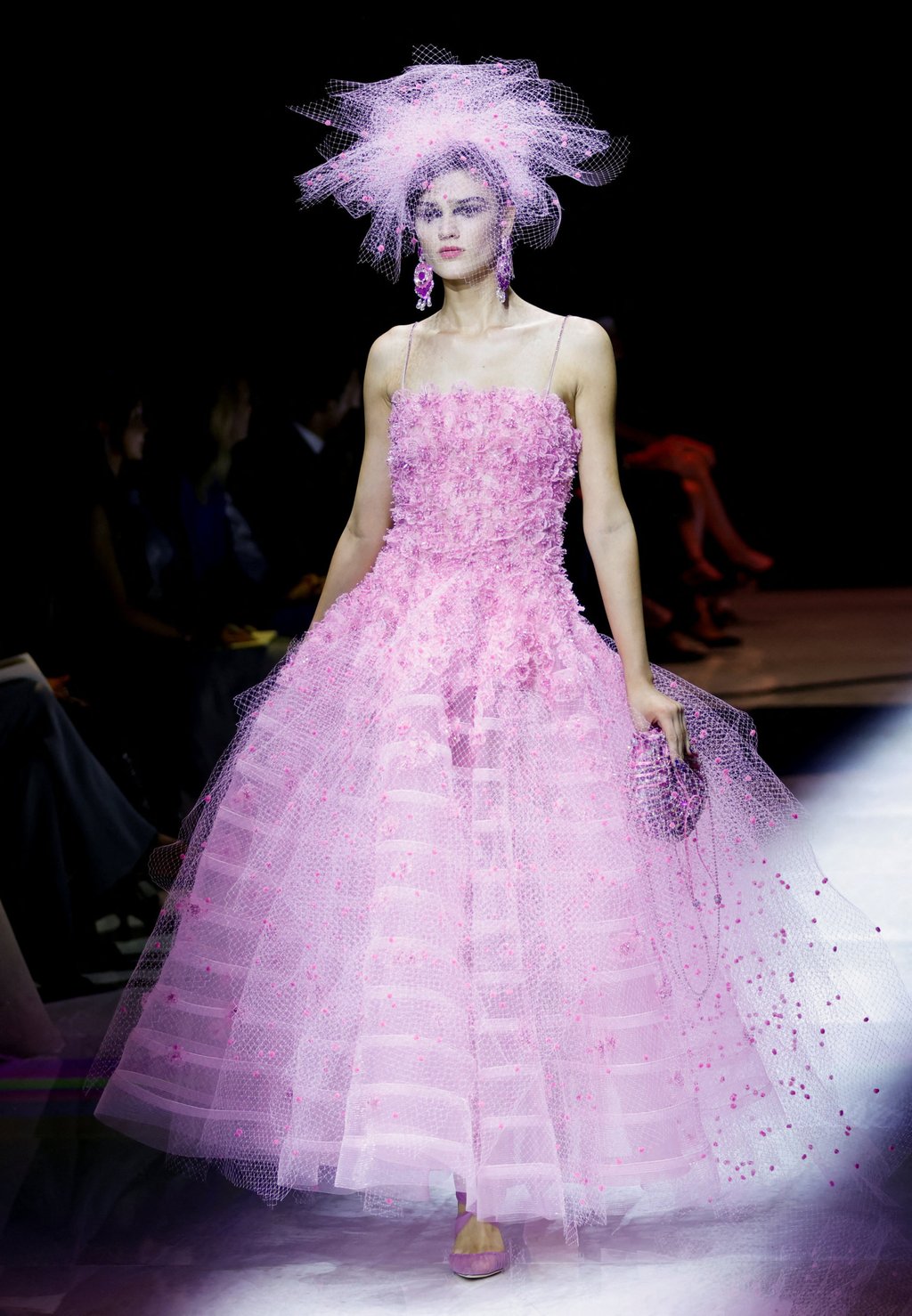 Models and their clothes quite literally sparkled in Giorgio Armani’s latest haute couture creations at Paris’ Haute Couture Week. Photo: Reuters Models and their clothes quite literally sparkled in Giorgio Armani’s latest haute couture creations at Paris’ Haute Couture Week. Photo: Reuters