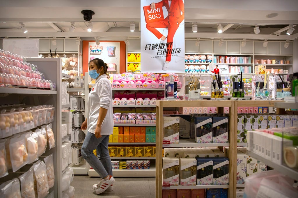 A Miniso shop at a shopping centre in Beijing on October 15, 2020. Photo: AP. A Miniso shop at a shopping centre in Beijing on October 15, 2020. Photo: AP.