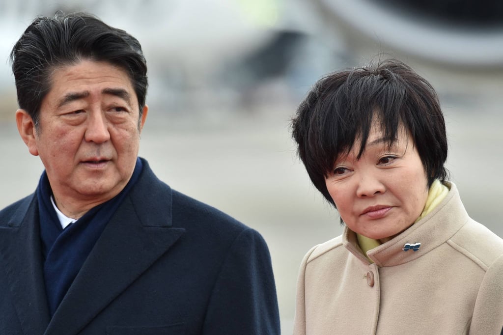 Former Japanese PM Shinzo Abe and his wife Akie pictured on February 28, 2017. Photo: AFP Former Japanese PM Shinzo Abe and his wife Akie pictured on February 28, 2017. Photo: AFP