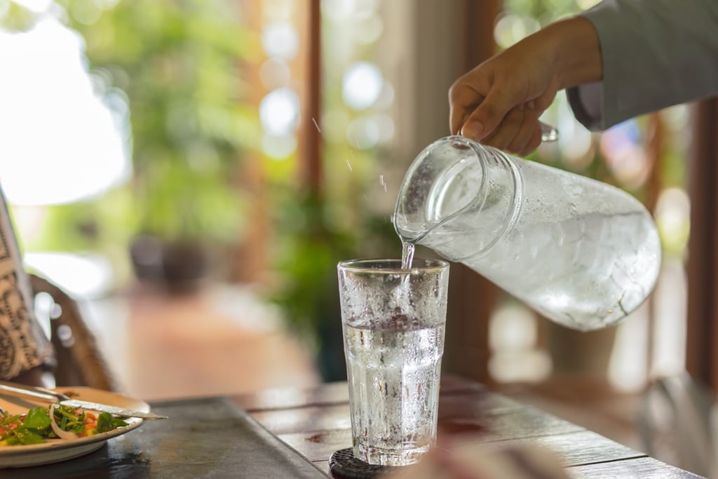 Experts recommend drinking a glass of water with a meal, although it’s better to leave out the ice. Photo: Shutterstock Experts recommend drinking a glass of water with a meal, although it’s better to leave out the ice. Photo: Shutterstock