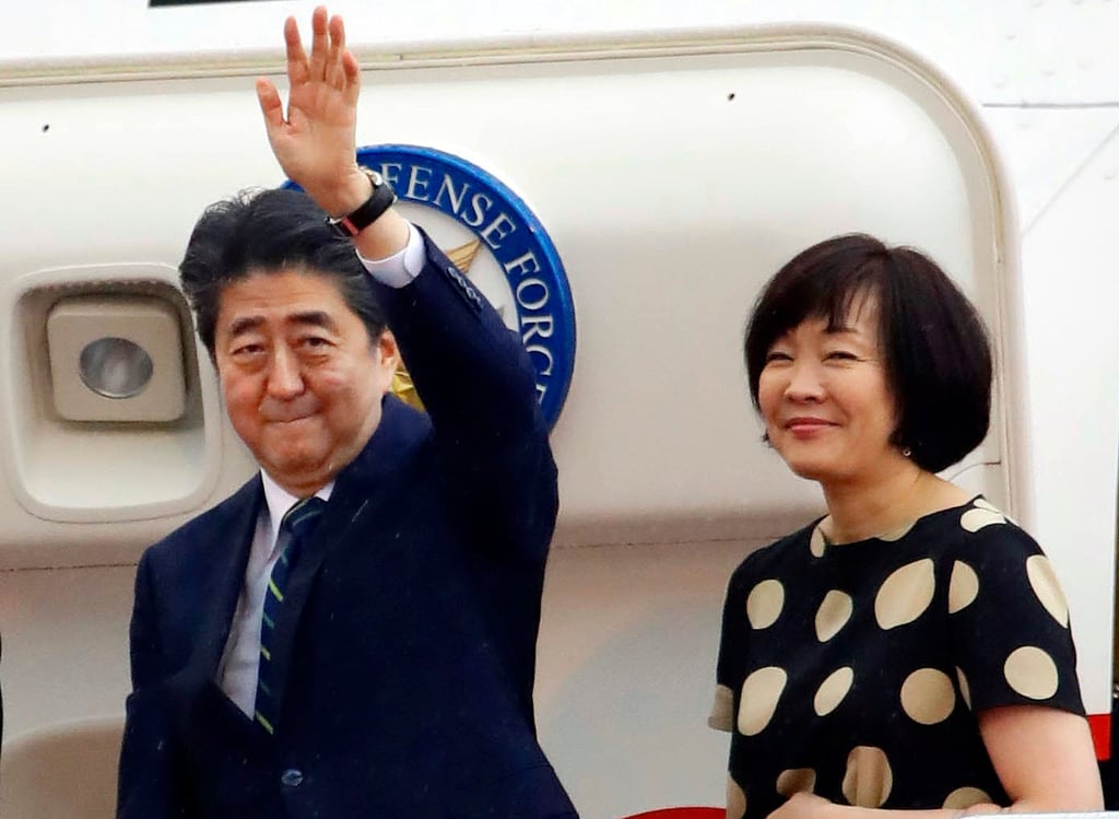 Shinzo Abe and his wife Akie weren’t afraid of the limelight, and both made themselves visible to their public. Photo: Kyodo News via AP