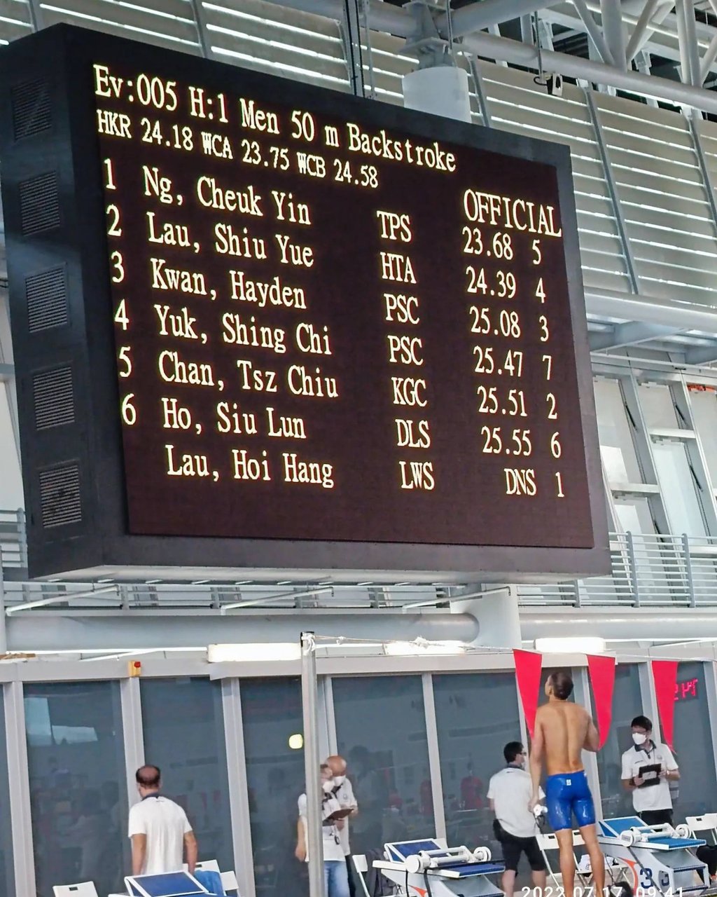 Ng Cheuk-yin breaks the men’s 50m backstroke Hong Kong record and reaches A qualification standard for the World Championships in Melbourne later this year. Photo: Handout Ng Cheuk-yin breaks the men’s 50m backstroke Hong Kong record and reaches A qualification standard for the World Championships in Melbourne later this year. Photo: Handout