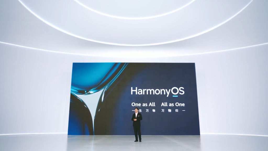 Huawei launches its HarmonyOS 2 for smartphones in Shenzhen in 2021. Photo: Xinhua Huawei launches its HarmonyOS 2 for smartphones in Shenzhen in 2021. Photo: Xinhua