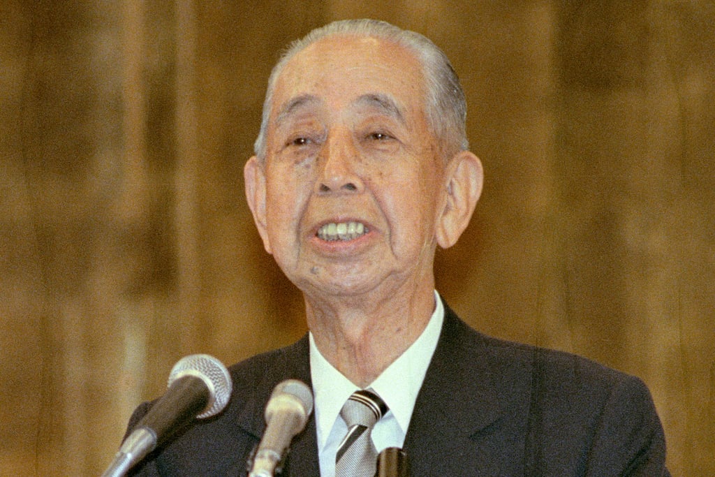 Japan’s former Prime Minister Nobusuke Kishi, grandfather of Shinzo Abe, pictured in 1984. Photo: Kyodo News via AP