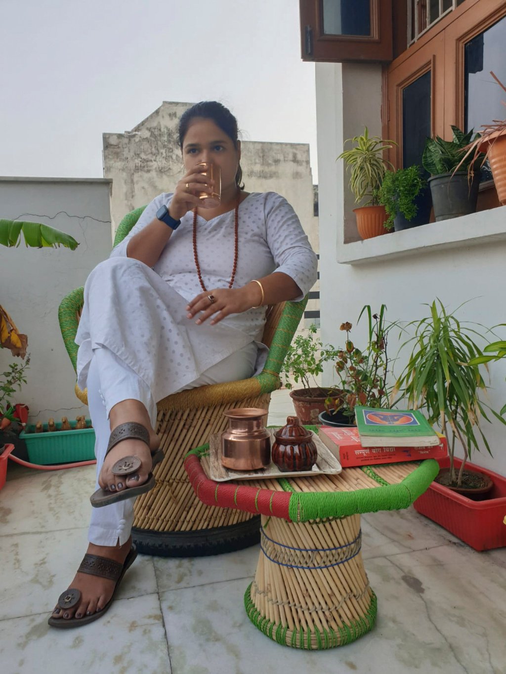 Ayurvedic scholar Bharti Raghav drinks water from a copper bowl. Photo: Bharti Raghav Ayurvedic scholar Bharti Raghav drinks water from a copper bowl. Photo: Bharti Raghav