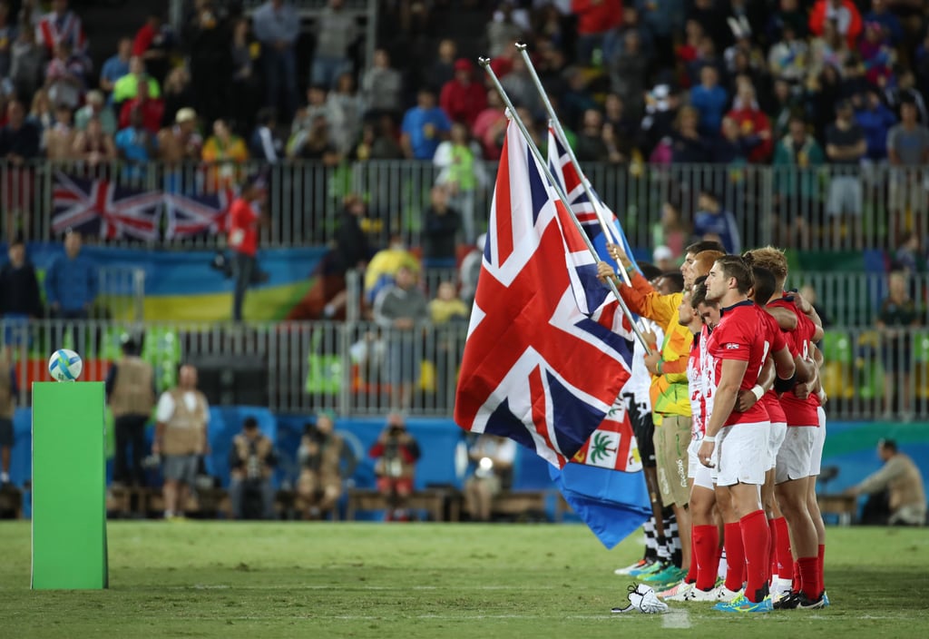 Team Great Britain before the rugby sevens men’s gold medal match against Fiji at the Rio 2016 Olympic Games. Photo: Getty Images