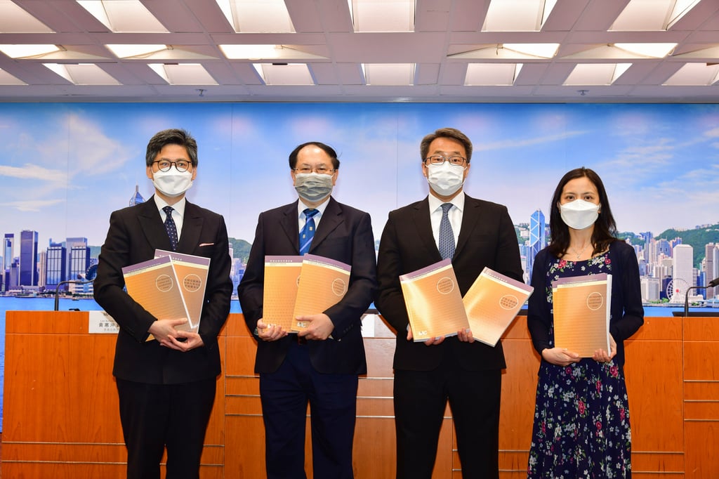 Members of the Law Reform Commission’s cybercrime subcommittee (from left) Wesley Wong SC, Dr Chow Kam-pui, Derek Chan SC and Cindy Cheuk. Photo: Handout