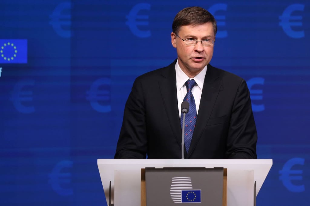 Valdis Dombrovskis, trade commissioner for the European Union, said that he stressed that China and the EU had “a responsibility to shape joint responses to global economic and trade challenges”. Photo: Bloomberg Valdis Dombrovskis, trade commissioner for the European Union, said that he stressed that China and the EU had “a responsibility to shape joint responses to global economic and trade challenges”. Photo: Bloomberg