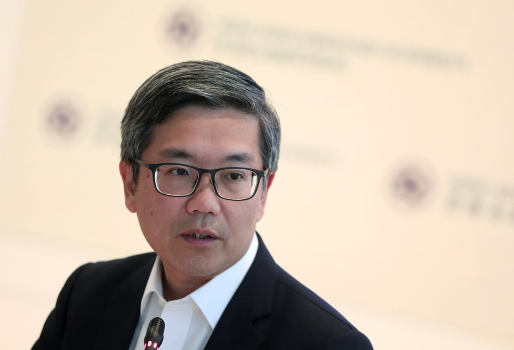 Arthur Yuen Kwok-hang, deputy CEO of HKMA, announced the launch of the Payment Arrangements for Property Transactions pilot plan on Wednesday. Photo: Jonathan Wong