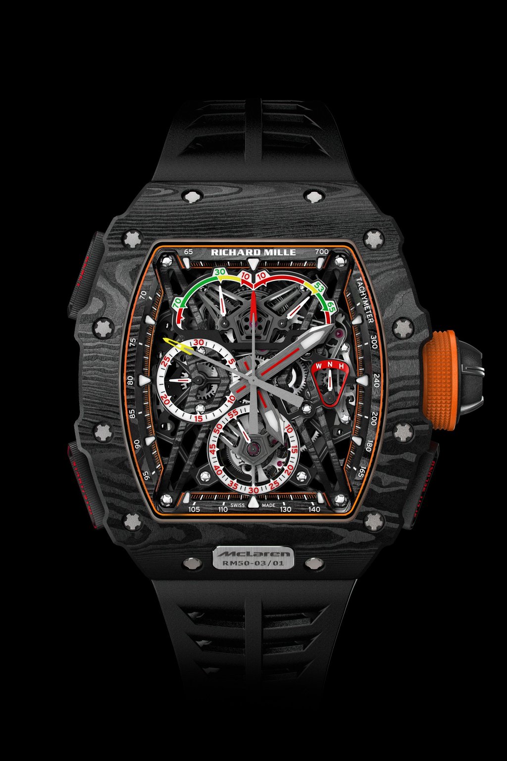 Richard Mille’s RM 50-03 McLaren F1 watch weighs less than 40 grams. Photo: Richard Mille Richard Mille’s RM 50-03 McLaren F1 watch weighs less than 40 grams. Photo: Richard Mille