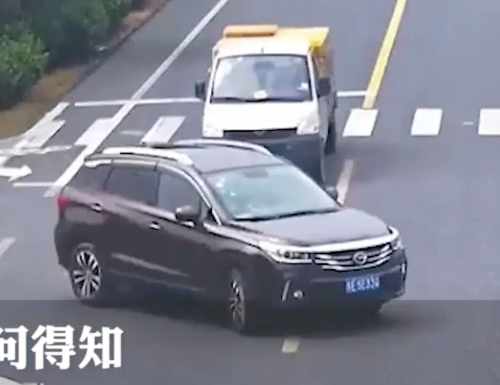 Despite the boy watching his father drive and playing driving simulation games, his driving was a little wobbly according to footage of the trip caught on camera. Photo: Baidu
