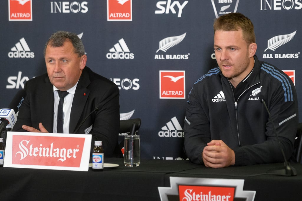 New Zealand captain Sam Cane (right) and coach Ian Foster face the media. Photo: AP