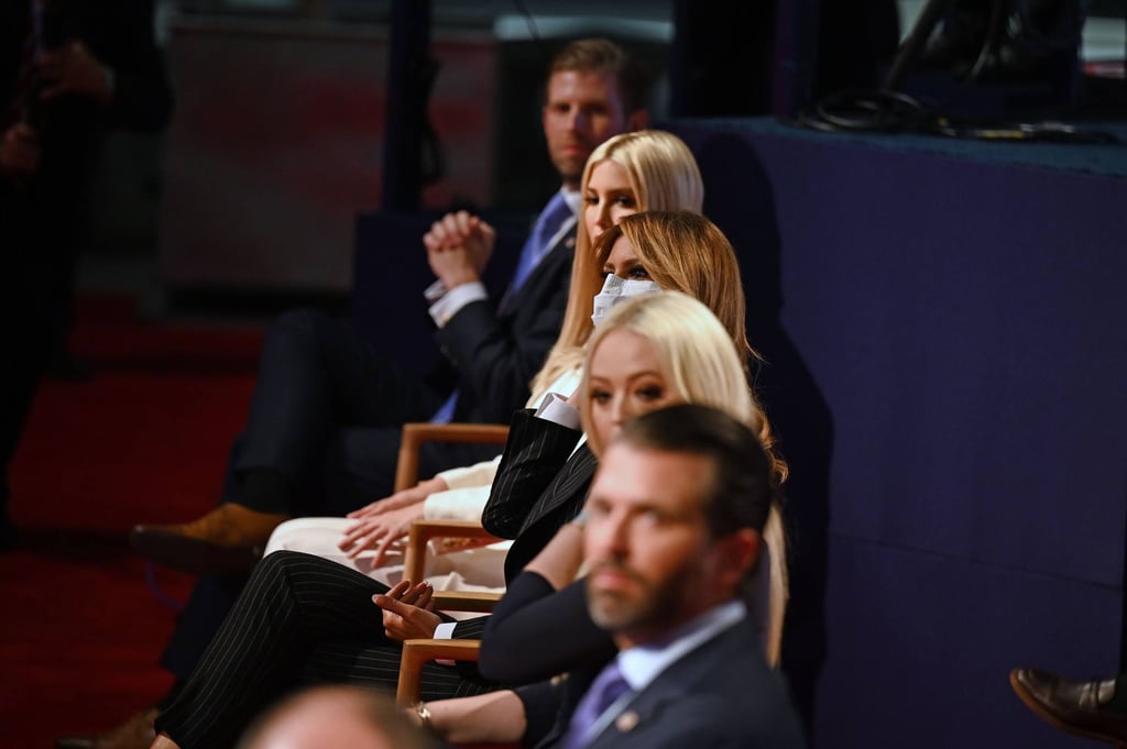 Eric Trump, Ivanka Trump, Melania Trump, Tiffany Trump and Donald Trump Jr. sitting together at an event. Photo: AFP