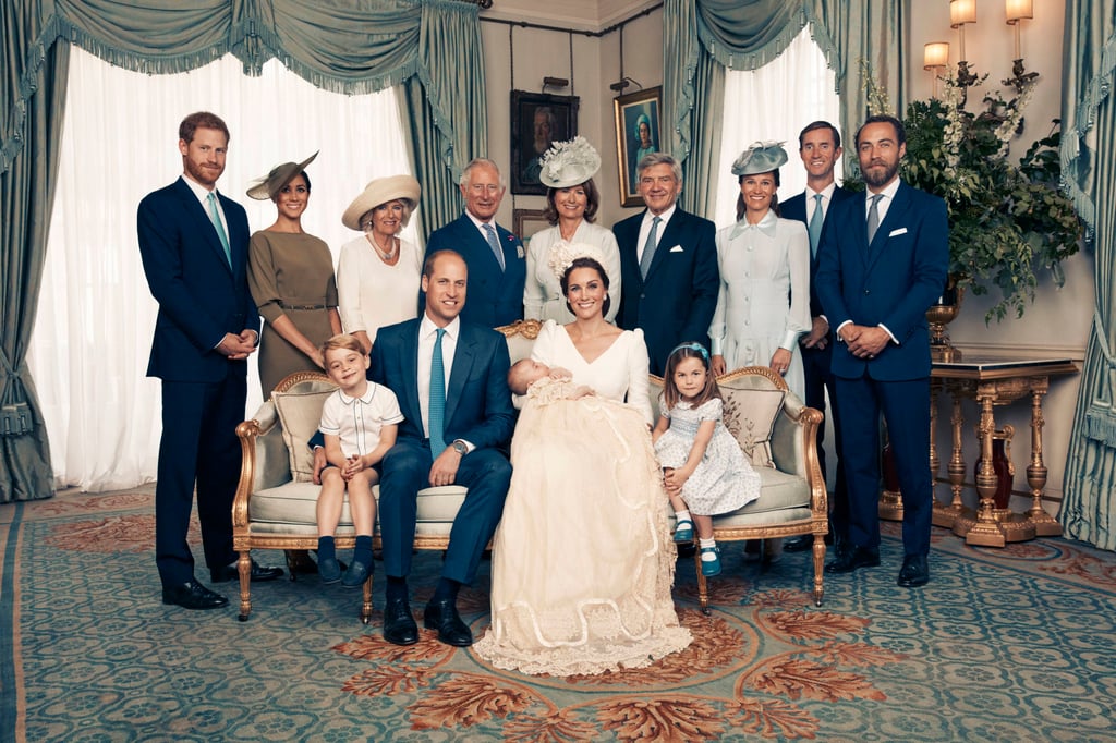 An official photograph of the British royal family to mark the christening of Prince Louis at Clarence House, in London, in July 2018 – Pippa Middleton and James Matthews stand at the far right. Photo: Camera Press/Duke and Duchess of Cambridge via AP An official photograph of the British royal family to mark the christening of Prince Louis at Clarence House, in London, in July 2018 – Pippa Middleton and James Matthews stand at the far right. Photo: Camera Press/Duke and Duchess of Cambridge via AP