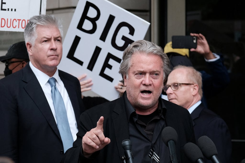 Steve Bannon outside the US District Court in Washington on Thursday. Photo: Reuters Steve Bannon outside the US District Court in Washington on Thursday. Photo: Reuters