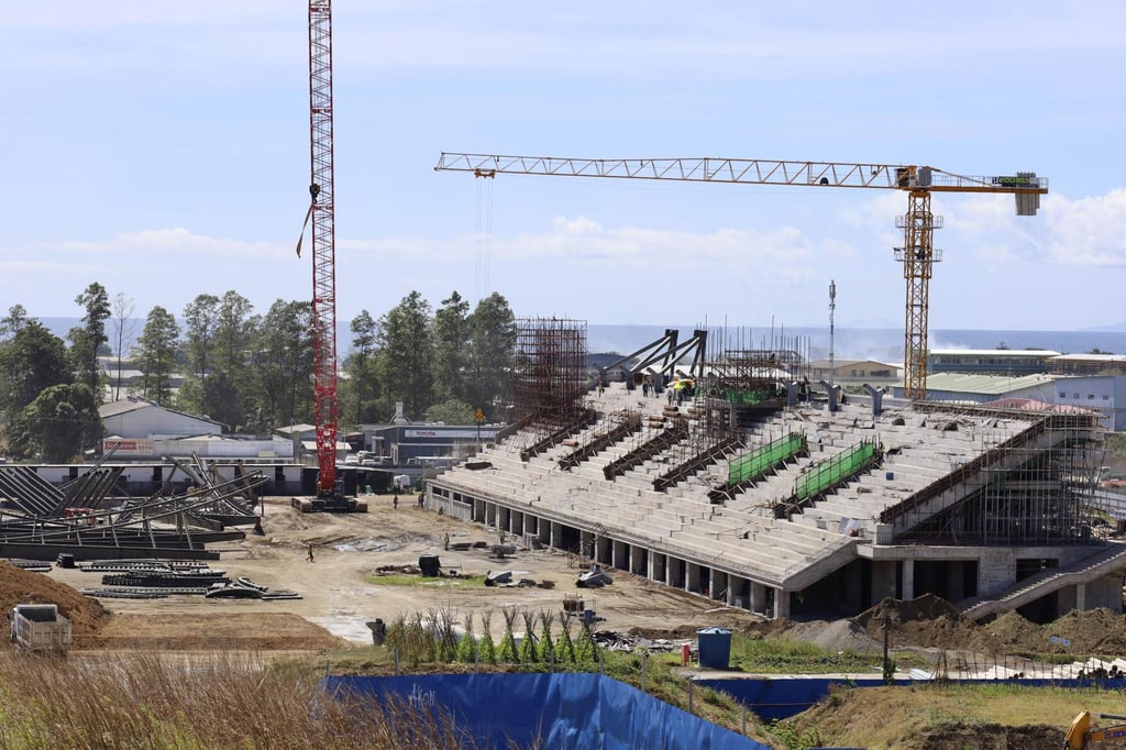 A stadium being built by China for next year’s Pacific Games is seen in Honiara, capital of the Solomon Islands, on July 21. Photo: Kyodo