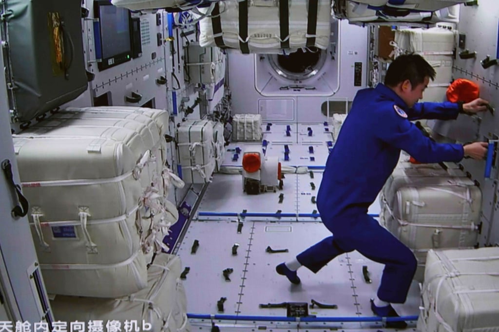 Inside the Wentian lab module. Photo: Xinhua via AP Inside the Wentian lab module. Photo: Xinhua via AP