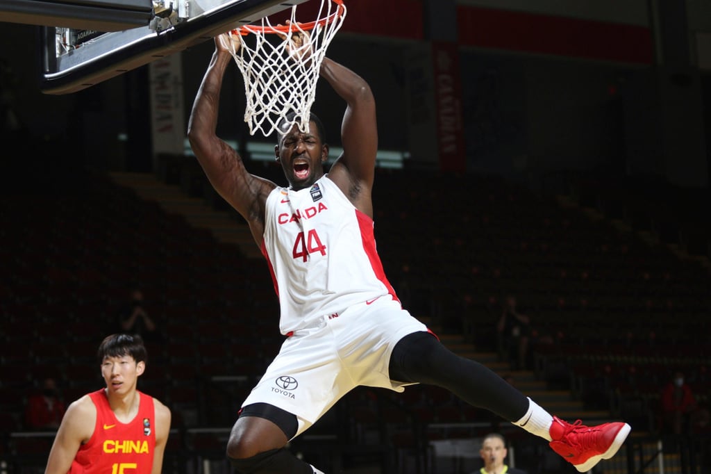 Canada’s Andrew Nicholson dunks against China during a FIBA men’s Olympic basketball qualifying game. Photo: AP Canada’s Andrew Nicholson dunks against China during a FIBA men’s Olympic basketball qualifying game. Photo: AP