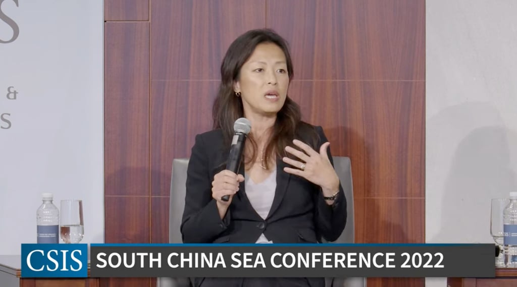 Jung Pak of the US State Department’s bureau of East Asia and Pacific Affairs speaks at a forum hosted by the Centre for Strategic and International Studies in Washington on Tuesday. Image: CSIS