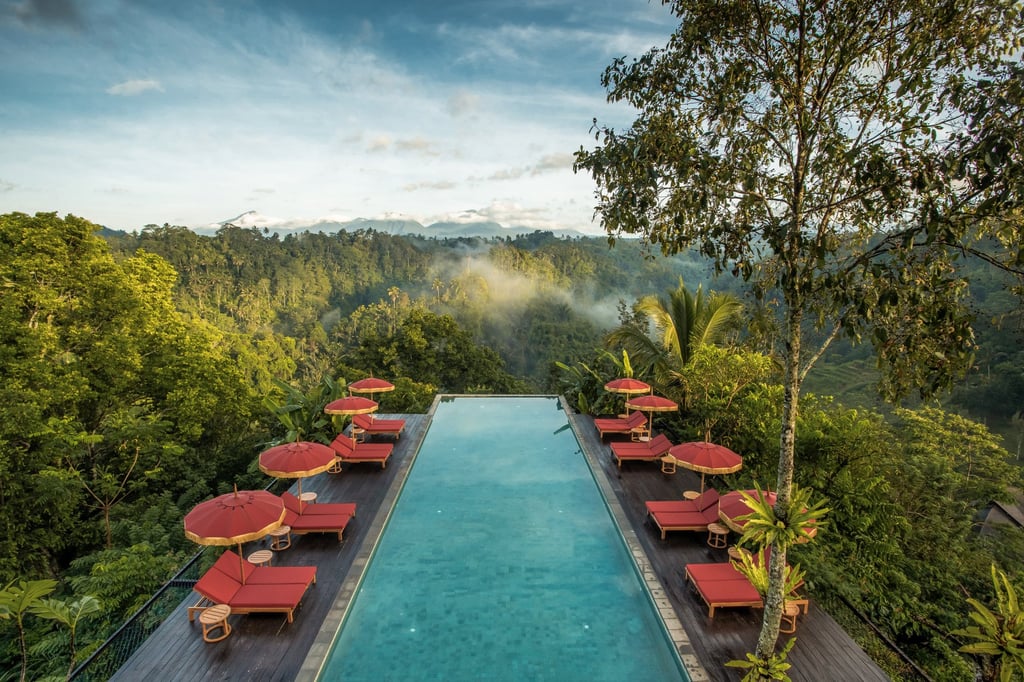 A swimming pool at Buahan resort, overlooking the rainforest outside Ubud, Bali. Photo: Buahan