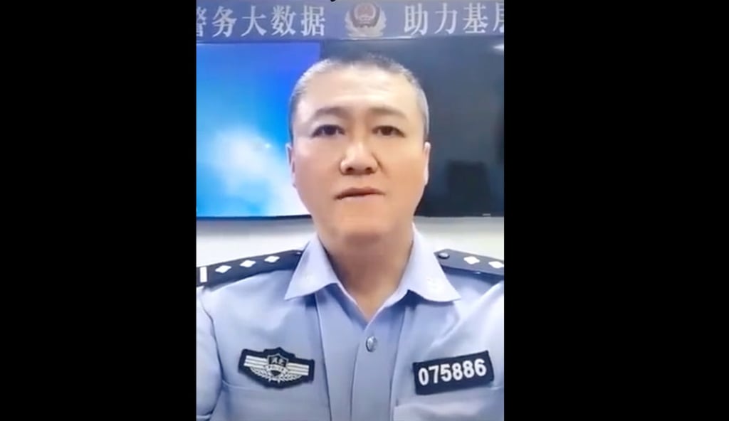 Wang Yanhui, a policeman from Langfang city, made the claims in a video. Photo: Handout