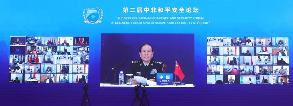 Chinese Defence Minister Wei Fenghe addresses the China-Africa Peace and Security Forum. Photo: Handout Chinese Defence Minister Wei Fenghe addresses the China-Africa Peace and Security Forum. Photo: Handout